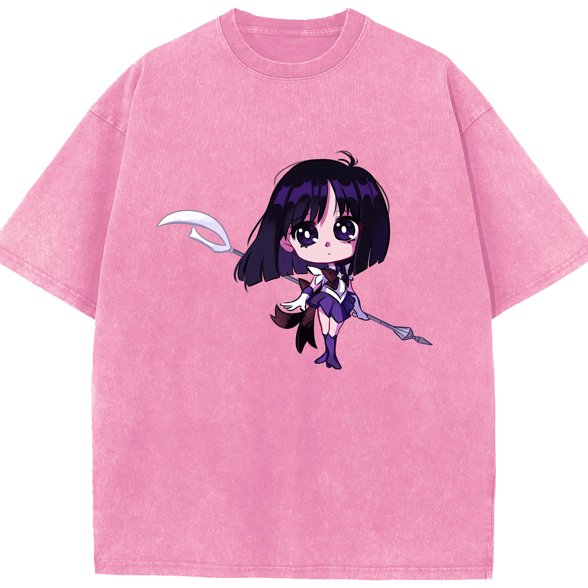（画像用） 美少女戦士セーラームーン 土萠ほたる Sailor Moon Tomoe Hotaru （セーラーサターン；Sailor Saturn） 綿100% ヴィンテージ風 半袖Tシャツ（フロントプリント）